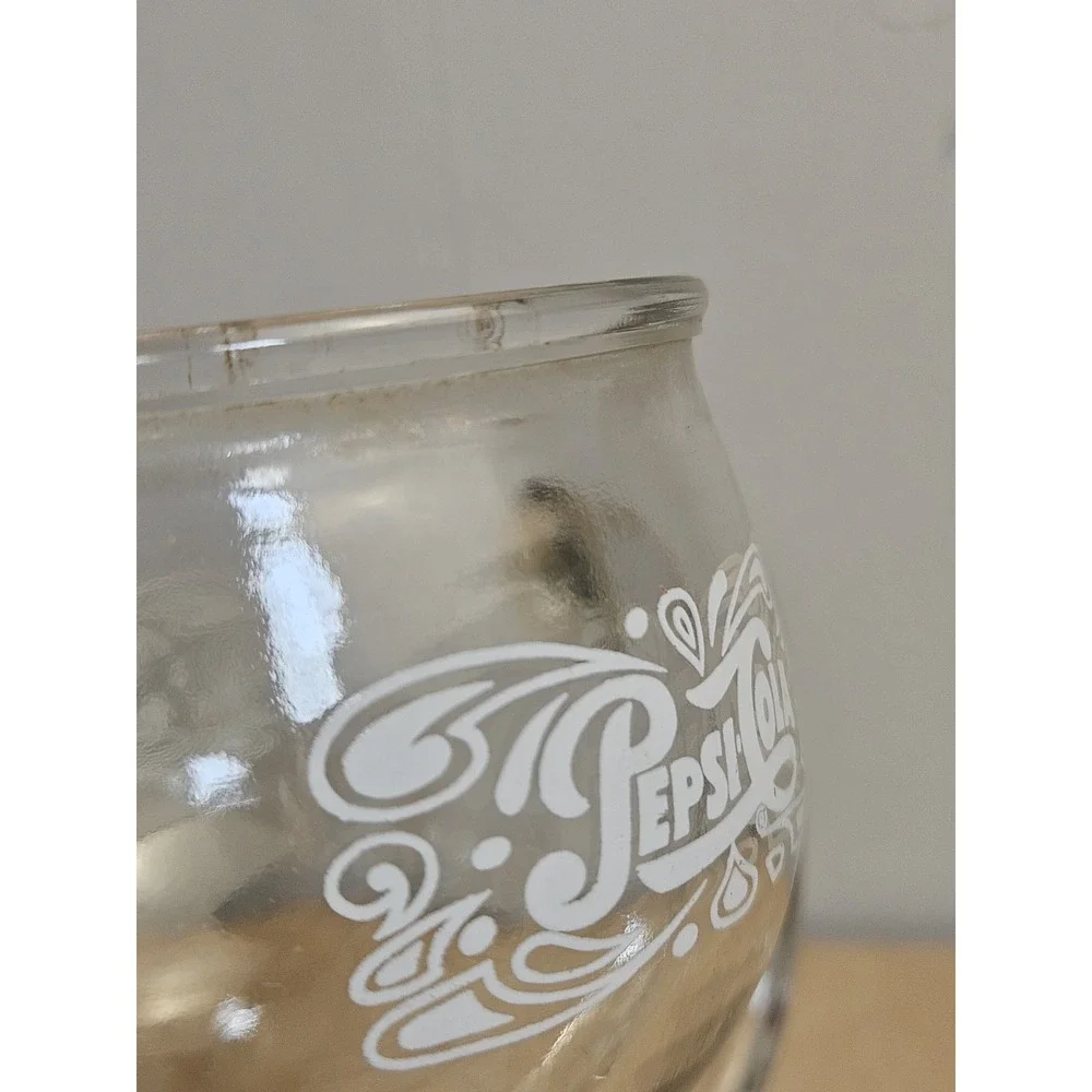 Vintage Pepsi-Cola Glass Stein Mug White Logo Handle Soda Pop Drinking Cup